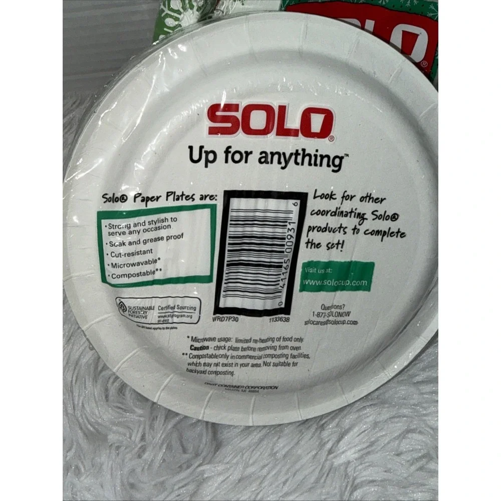 Solo Christmas Paper Plates Snowman New In Package Lot of 2 RARE HTF